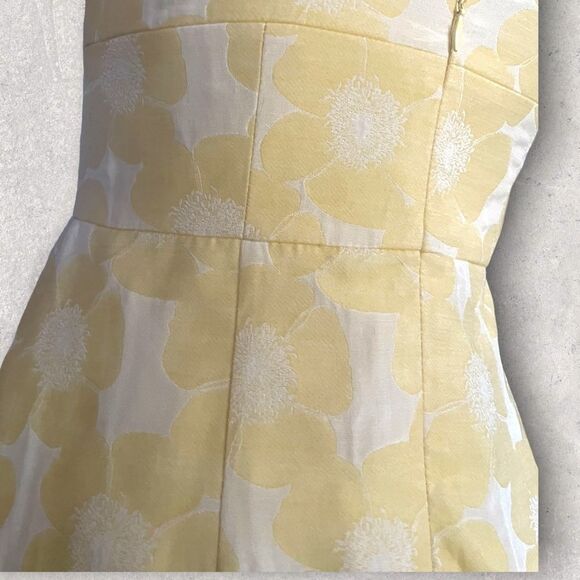 Cynthia Steffe | EUC Women’s Jacquard Yellow & Cream Floral Dress Size 4 - Picture 5 of 11